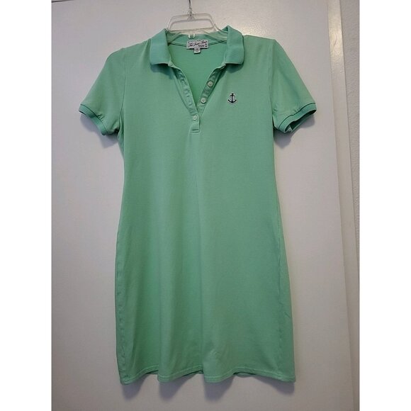 Keil James Patrick Anchor Polo Short Dress Nautical Green Small - Picture 2 of 7